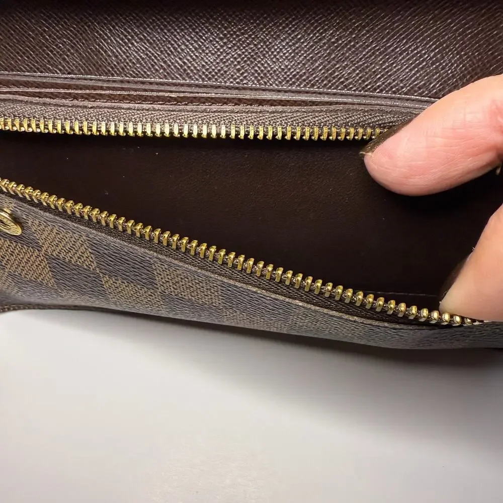 Louis Vuitton Ebene Damier Portefeuille Acordion Wallet Wristlet Authentic Bag